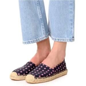 SAM EDELMAN Verona Star Print Canvas Espadrilles  Blue Pink Flats Womens Sz 8.5